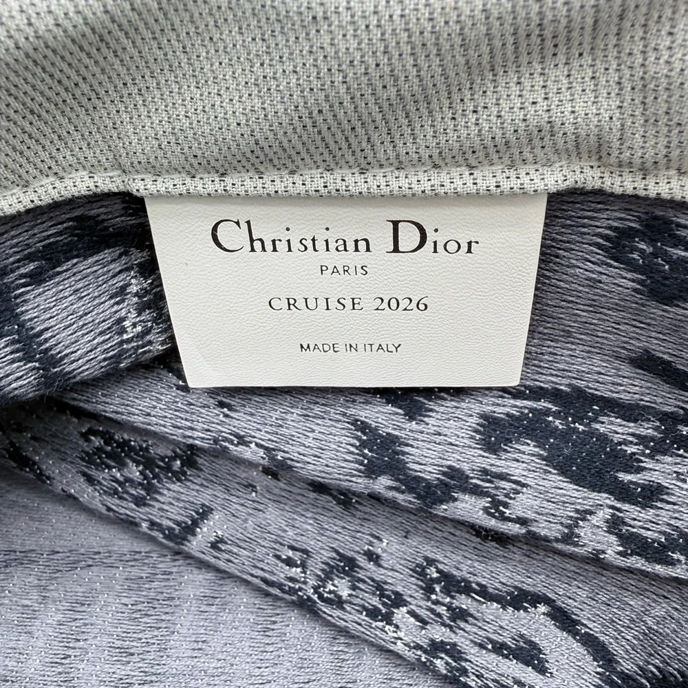 Christian Dior VIP Gift Tote Bag Black White Floral Toile de Jouy Canvas Travel
